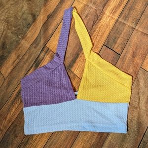 Color block halter crop top